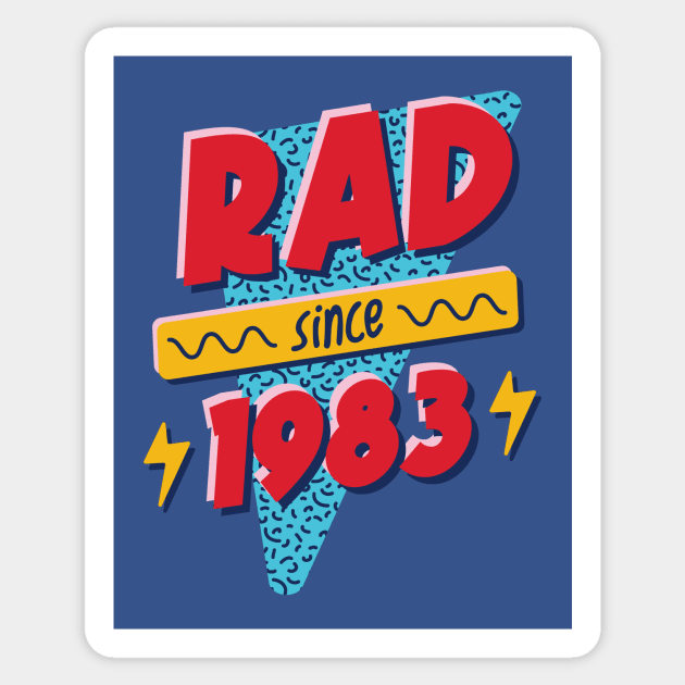 Rad Since 1983 // Retro Memphis Style 90s Nostalgia Sticker by SLAG_Creative